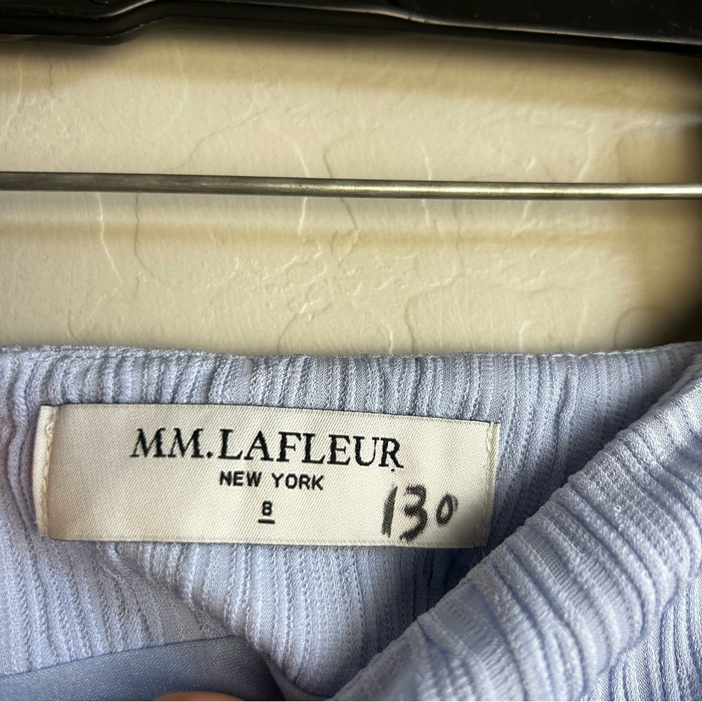 NWT M.M. LaFleur Willoughby midi Skirt Pleat Jersey light blue Size 8 - Picture 4 of 9